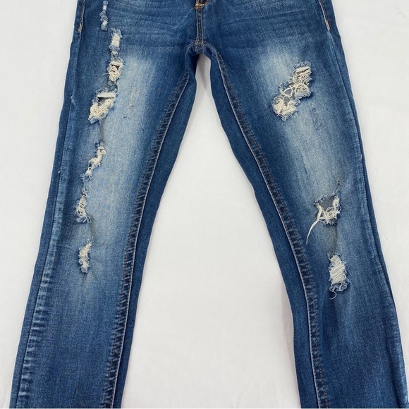 Wishful Park Size 0 Woman's Sophia Skinny Denim Blue Jeans Distressed Low Rise - Picture 4 of 10